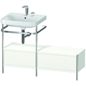 Duravit Happy D.2 Plus furniture washbasin combination HP4860E3636 120x49cm, with metal console, 2 tap holes, white satin finish