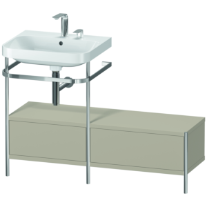 Duravit Happy D.2 Plus combinaison lavabo pour meuble HP4860E6060 120x49cm, avec console en métal, 2 trous pour robinetterie, taupe satiné mat