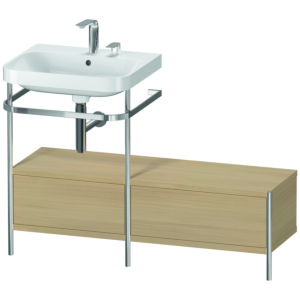 Combinaison lavabo pour meuble Duravit Happy D.2 Plus HP4860E7171 120x49cm, avec console en métal, 2 trous pour robinetterie, chêne méditerranéen