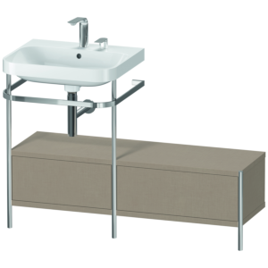 Combinaison lavabo pour meuble Duravit Happy D.2 Plus HP4860E7575 120x49cm, avec console en métal, 2 trous pour robinetterie, lin