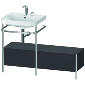 Combinaison lavabo pour meuble Duravit Happy D.2 Plus HP4860E8080 120x49cm, avec console en métal, 2 trous pour robinetterie, graphite super mat