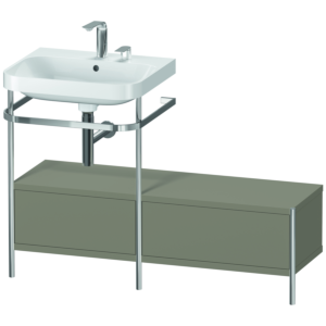 Duravit Happy D.2 Plus combinaison lavabo pour meuble HP4860E9292 120x49cm, avec console en métal, 2 trous pour robinetterie, gris pierre satiné mat