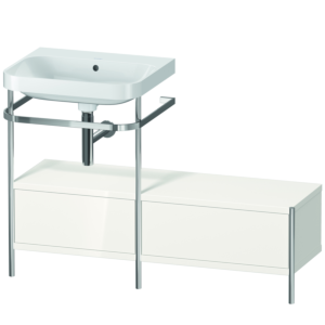 Duravit Happy D.2 Plus combinaison lavabo pour meuble HP4860N2222 120x49cm, avec console en métal, sans trou pour robinetterie, blanc high gloss