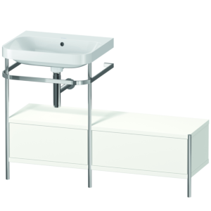 Combinaison lavabo pour meuble Duravit Happy D.2 Plus HP4860N3636 120x49cm, avec console en métal, sans trou pour robinetterie, blanc