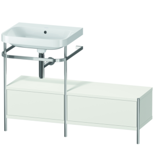 Duravit Happy D.2 Plus combinaison lavabo pour meuble HP4860N3939 120x49cm, avec console en métal, sans trou pour robinetterie, nordic blanc mat