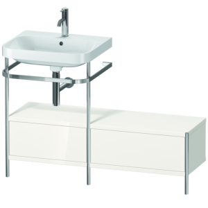 Duravit Happy D.2 Plus Möbelwaschtisch-Kombination HP4860O2222 120x49cm, mit Metallkonsole, 1 Hahnloch, weiß hochglanz
