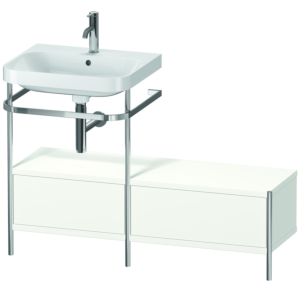 Duravit Happy D.2 Plus Möbelwaschtisch-Kombination HP4860O3636 120x49cm, mit Metallkonsole, 1 Hahnloch, weiß seidenmatt