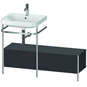 Duravit Happy D.2 Plus combinaison lavabo pour meuble HP4860O8080 120x49cm, avec console en métal, 1 trou pour robinet, graphite super mat