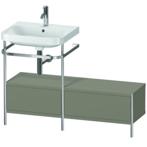 Duravit Happy D.2 Plus combinaison lavabo pour meuble HP4860O9292 120x49cm, avec console en métal, 1 trou pour robinet, gris pierre satiné mat