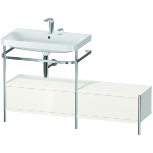 Duravit Happy D.2 Plus Möbelwaschtisch-Kombination HP4862E2222 140x49cm, mit Metallkonsole, 2 Hahnlöcher, weiß hochglanz