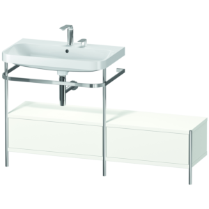 Duravit Happy D.2 Plus Möbelwaschtisch-Kombination HP4862E3636 140x49cm, mit Metallkonsole, 2 Hahnlöcher, weiß seidenmatt