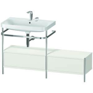 Duravit Happy D.2 Plus Möbelwaschtisch-Kombination HP4862E3939 140x49cm, mit Metallkonsole, 2 Hahnlöcher, nordic weiß seidenmatt