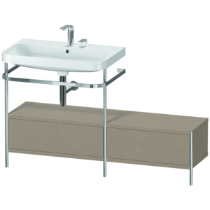 Duravit Happy D.2 Plus furniture washbasin combination HP4862E7575 140x49cm, with metal console, 2 tap holes, linen