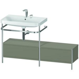 Duravit Happy D.2 Plus furniture washbasin combination HP4862E9292 140x49cm, with metal console, 2 tap holes, stone gray satin matt