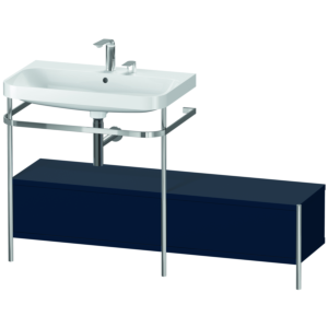 Duravit Happy D.2 Plus furniture washbasin combination HP4862E9898 140x49cm, with metal console, 2 tap holes, midnight blue satin finish