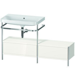 Duravit Happy D.2 Plus furniture washbasin combination HP4862N2222 140x49cm, with metal console, without tap hole, white high gloss