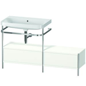 Duravit Happy D.2 Plus Möbelwaschtisch-Kombination HP4862N3636 140x49cm, mit Metallkonsole, ohne Hahnloch, weiß seidenmatt