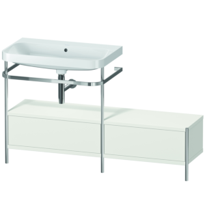 Duravit Happy D.2 Plus combinaison lavabo pour meuble HP4862N3939 140x49cm, avec console en métal, sans trou pour robinetterie, nordic blanc mat
