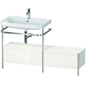 Duravit Happy D.2 Plus Möbelwaschtisch-Kombination HP4862O2222 140x49cm, mit Metallkonsole, 1 Hahnloch, weiß hochglanz