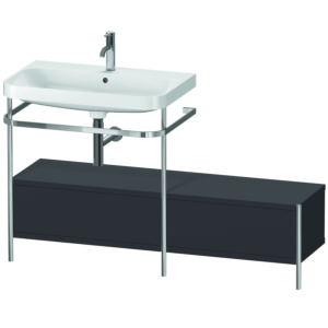 Duravit Happy D.2 Plus Möbelwaschtisch-Kombination HP4862O8080 140x49cm, mit Metallkonsole, 1 Hahnloch, graphit supermatt
