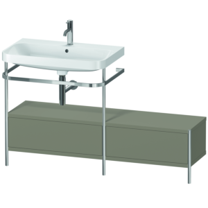Duravit Happy D.2 Plus Möbelwaschtisch-Kombination HP4862O9292 140x49cm, mit Metallkonsole, 1 Hahnloch, steingrau seidenmatt
