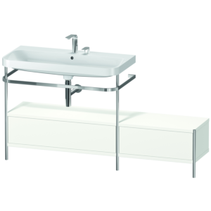 Duravit Happy D.2 Plus vanity washbasin combination HP4863E3636 160x49cm, with metal console, 2 tap holes, white satin finish