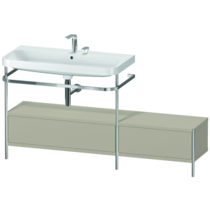 Duravit Happy D.2 Plus Möbelwaschtisch-Kombination HP4863E6060 160x49cm, mit Metallkonsole, 2 Hahnlöcher, taupe seidenmatt