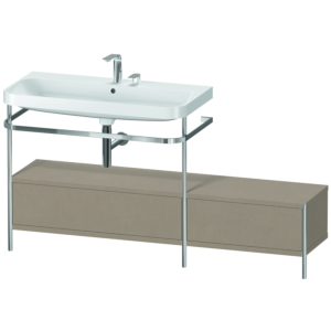 Duravit Happy D.2 Plus furniture washbasin combination HP4863E7575 160x49cm, with metal console, 2 tap holes, linen