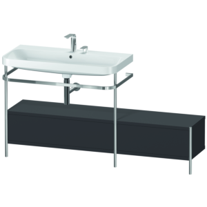 Duravit Happy D.2 Plus furniture washbasin combination HP4863E8080 160x49cm, with metal console, 2 tap holes, graphite super matt
