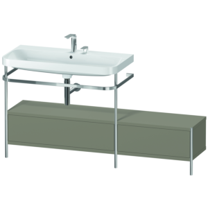 Duravit Happy D.2 Plus Möbelwaschtisch-Kombination HP4863E9292 160x49cm, mit Metallkonsole, 2 Hahnlöcher, steingrau seidenmatt