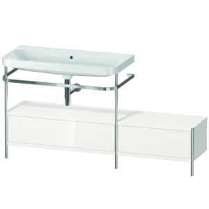 Duravit Happy D.2 Plus furniture washbasin combination HP4863N2222 160x49cm, with metal console, without tap hole, white high gloss