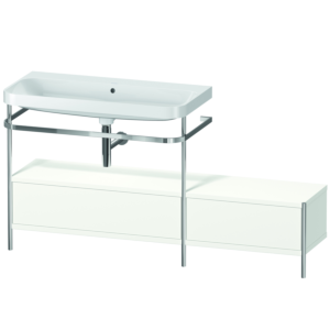 Duravit Happy D.2 Plus furniture washbasin combination HP4863N3636 160x49cm, with metal console, without tap hole, white satin finish