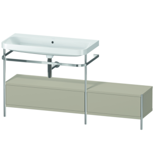 Duravit Happy D.2 Plus Möbelwaschtisch-Kombination HP4863N6060 160x49cm, mit Metallkonsole, ohne Hahnloch, taupe seidenmatt