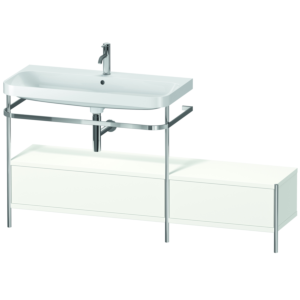 Duravit Happy D.2 Plus furniture washbasin combination HP4863O3636 160x49cm, with metal console, 1 tap hole, white satin finish