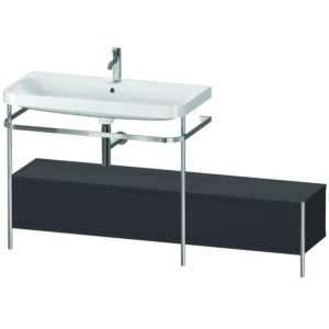 Duravit Happy D.2 Plus furniture washbasin combination HP4863O8080 160x49cm, with metal console, 1 tap hole, graphite super matt