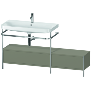 Duravit Happy D.2 Plus combinaison lavabo pour meuble HP4863O9292 160x49cm, avec console en métal, 1 trou pour robinet, gris pierre satiné mat