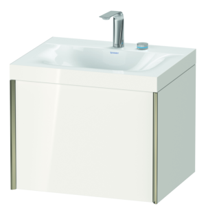 Duravit XViu vanity unit XV4609EB122C 60x48cm, 2000 pull-out, 2 tap holes, matt champagne, Rahmen C, high-gloss white