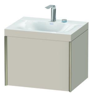 Duravit XViu vanity unit XV4609EB191C 60x48cm, 2000 pull-out, 2 tap holes, matt champagne, Rahmen C, matt taupe