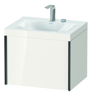 Duravit XViu vanity unit XV4609EB222C 60x48cm, 2000 pull-out, 2 tap holes, black matt, Rahmen C, white high gloss