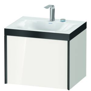 Duravit XViu vanity unit XV4609EB222P 60x48cm, 2000 pull-out, 2 tap holes, black matt, Rahmen P, white high gloss