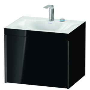 Duravit XViu Waschtisch-Unterschrank XV4609EB240C 60x48cm, 1 Auszug, 2 Hahnlöcher, schwarz matt, Rahmen C, schwarz hochglanz
