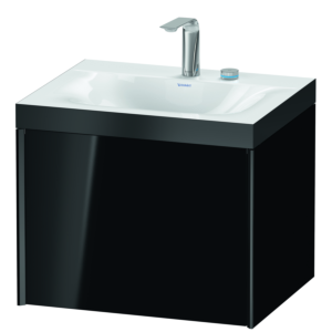 Duravit XViu vanity unit XV4609EB240P 60x48cm, 2000 pull-out, 2 tap holes, matt black, Rahmen P, high-gloss black