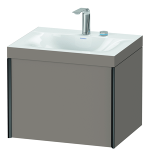 Duravit XViu vanity unit XV4609EB243C 60x48cm, 2000 pull-out, 2 tap holes, matt black, Rahmen C, matt basalt