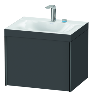 Duravit XViu vanity unit XV4609EB249C 60x48cm, 2000 pull-out, 2 tap holes, matt black, Rahmen C, matt graphite