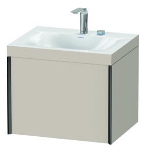 Duravit XViu vanity unit XV4609EB291C 60x48cm, 2000 pull-out, 2 tap holes, matt black, Rahmen C, matt taupe