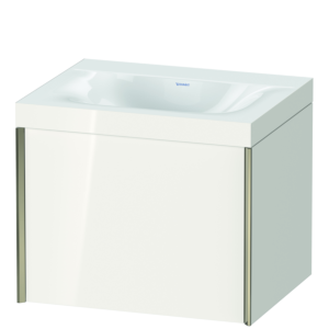 Duravit XViu vanity unit XV4609NB122C 60x48cm, 2000 pull-out, without tap hole, matt champagne, Rahmen C, white high gloss