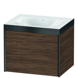 Duravit XViu vanity unit XV4609NB221P 60x48cm, 2000 pull-out, without tap hole, matt black, Rahmen P, dark walnut