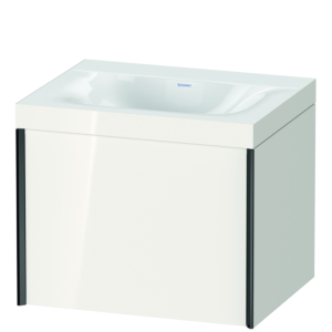 Duravit XViu vanity unit XV4609NB222C 60x48cm, 2000 pull-out, without tap hole, black matt, Rahmen C, white high gloss