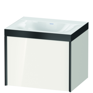 Duravit XViu vanity unit XV4609NB222P 60x48cm, 2000 pull-out, without tap hole, black matt, Rahmen P, white high gloss