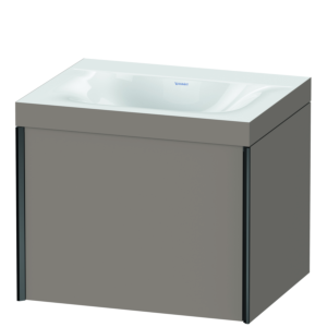 Duravit XViu vanity unit XV4609NB243C 60x48cm, 2000 pull-out, without tap hole, matt black, Rahmen C, matt basalt